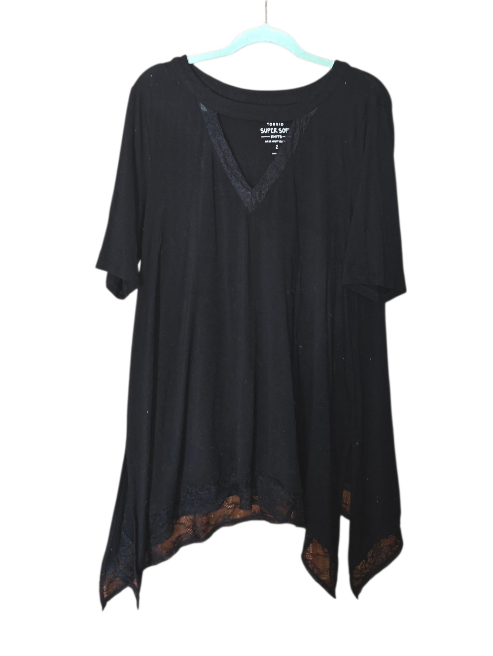 Torrid Super Soft Knits Sharkbite Top Lace Trim